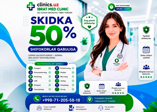 SKIDKA 50% — IBRAT MED klinikasida har payshanba shifokorlar konsultatsiyasiga maxsus aksiya!